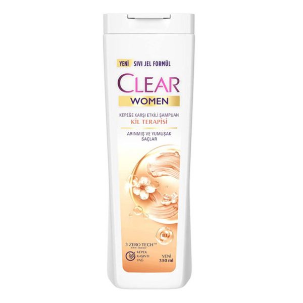 شامپو ضد شوره زنانه کلییر CLEAR WOMENخاک رس درمانی350 میلی لیتر KIL TERAPISI